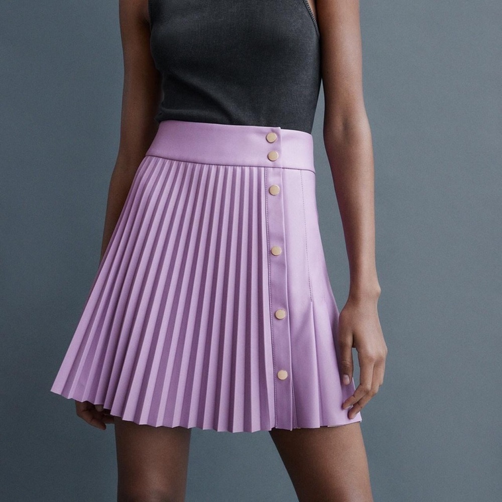 Zara Purple Mini Leather Skirt Size L